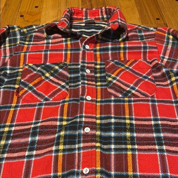 Vtg Big Mac Flannel Shirt Men's Medium 1970s Red  Plaid Heavyweight Penneys - Picture 2 of 10